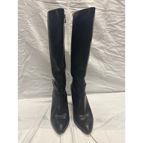 Ann Taylor Black Knee High Wedge Boots Women Sz 8 M - Picture 4 of 16